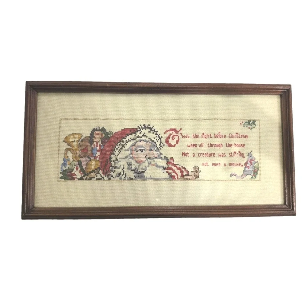 Christmas Twas the Night Before Christmas Needlepoint Wall Decor Handmade